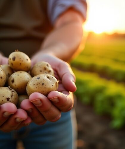 Quel est le rendement moyen des pommes de terre cultivées au mètre carré ?